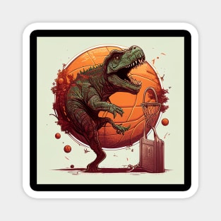 Dinosaur Playing Basketball Funny Magnet