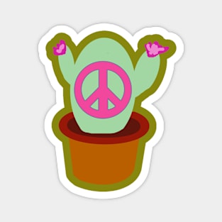 Bold and Bright Peace Sign Cactus Magnet