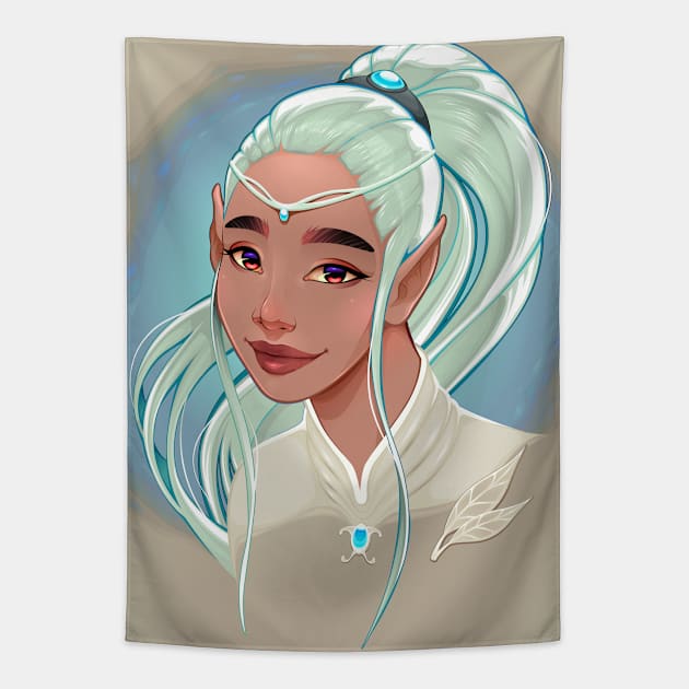 Elf Portrait Tapestry by ddraw