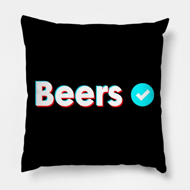 Beers Name Beers Verified Name Blue Check Pillow by Aprilgirls