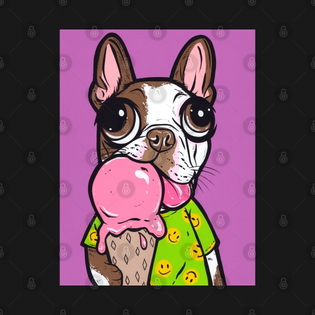 Brown Boston Terrier Ice Cream by turddemon