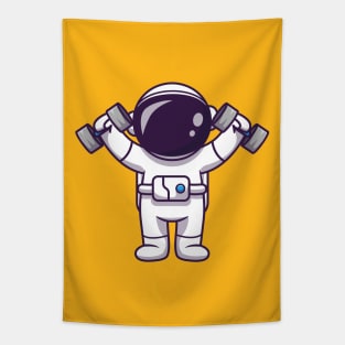 Cute Astronaut Lifting Barbell Tapestry