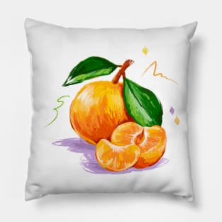 Tangerine Hand Drawn Pillow