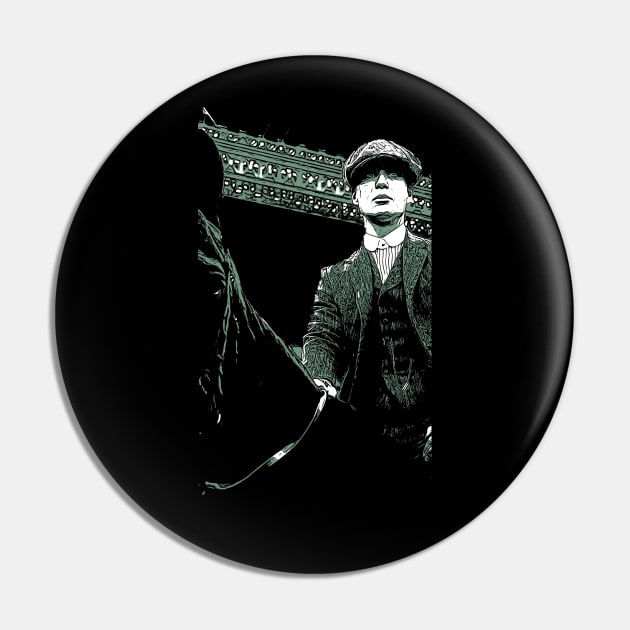 Thomas Shelby sits on his black horse with hat and suit as abstract comic graphic peaky blinders Pin by ComicPrint