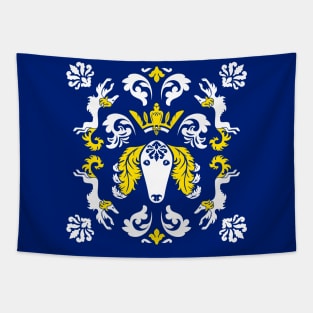 The Spirit of Saluki Damask (Blue) Tapestry