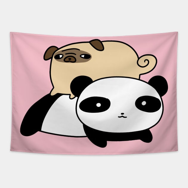 Pug and Panda Tapestry by saradaboru