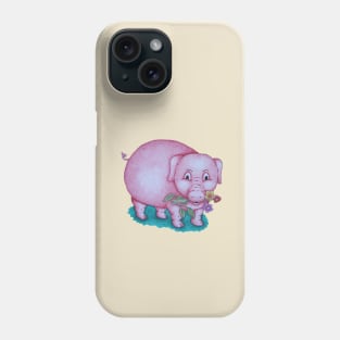 Cute piggy with  flowers illustration Phone Case