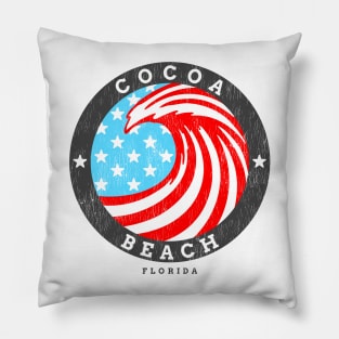 Cocoa Beach, FL Summertime Patriotic 4th Pride Surfing Pillow