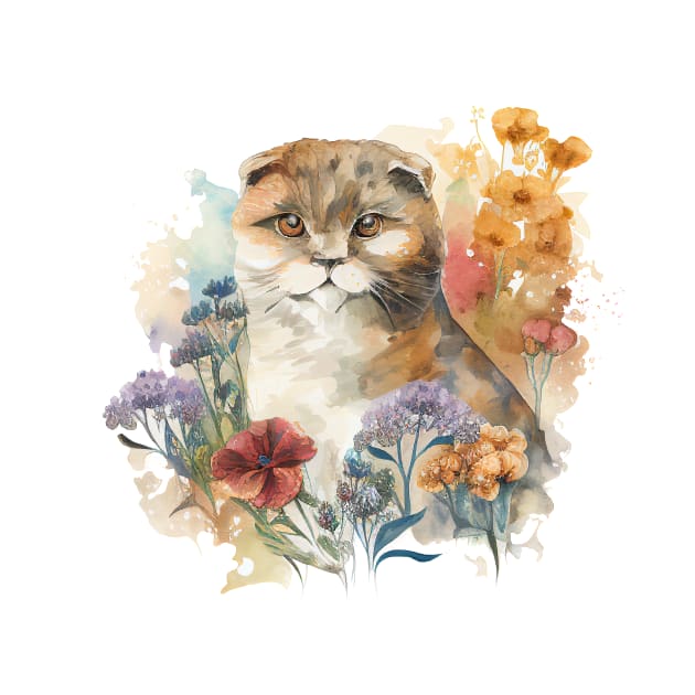 Scottish Fold Floral by Mixtgifts