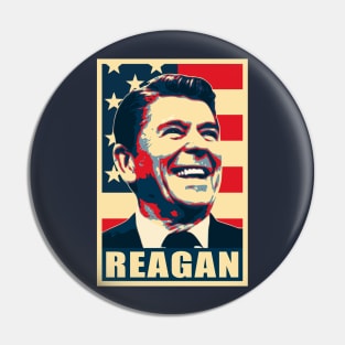 Ronald Reagan Happy Propaganda Poster Art Pin