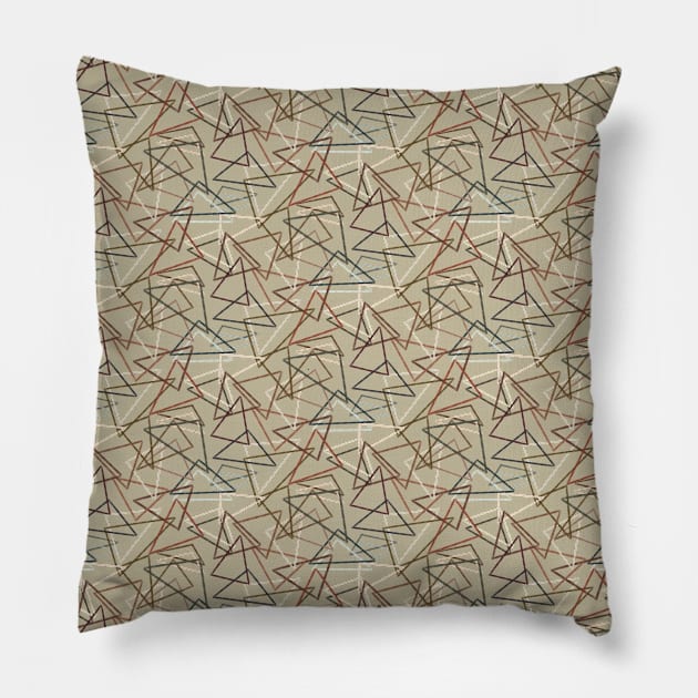 Distressed Chaotic Triangles Pattern Pillow by Scrabbly Doodles