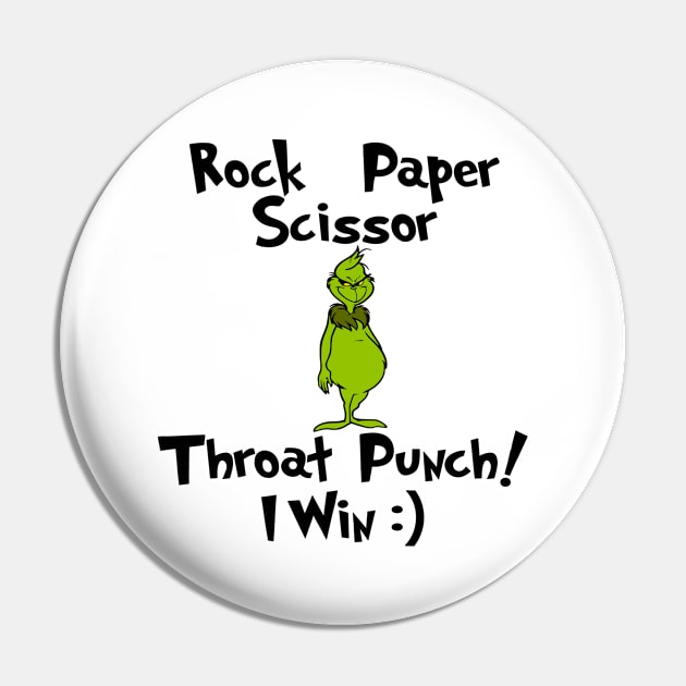 Rock Paper Sicssor Funny Grinch Pin by albertperino9943