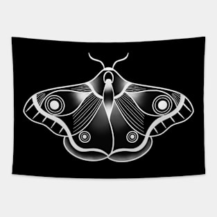 Emperor Moth Black and White Tattoo Design Alternative Gothic Tapestry