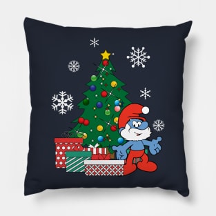 Papa Smurf Around The Christmas Tree Pillow