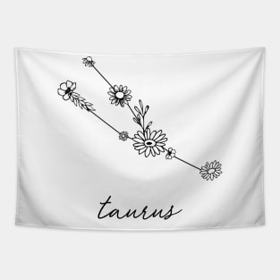 Taurus Zodiac Wildflower Constellation Tapestry