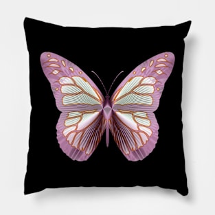 Silky Butterfly in Pink and White Pillow