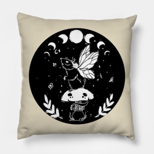 Mouse in the night forest moon phase fungi plants stars Pillow