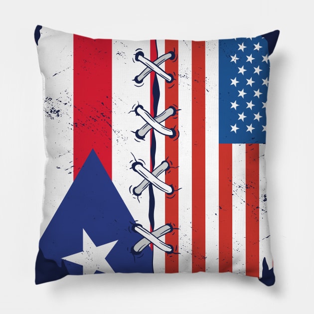 Proud Puerto Rican Heritage // Puerto Rico American Flags Pillow by Now Boarding