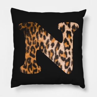 Letter N leopard print Pillow