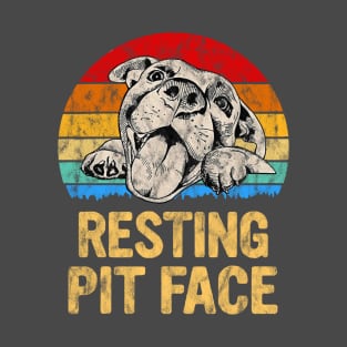 Vintage Pitbull Resting Pit Face - Funny Pitbull Lovers T-Shirt - Adopt ABulls Rescue - Resting Pit Face t-shirt T-Shirt