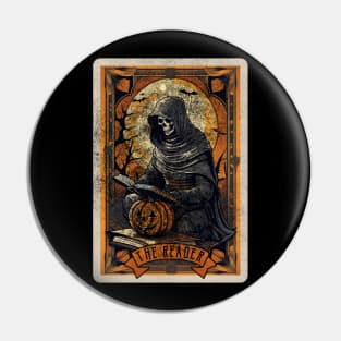 The Reader Distressed Grim Reaper Halloween Tarot Card Pin