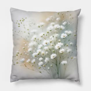 Vibrant Gypsophila paniculata Decor - Watercolor Flower Pillow