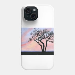 Sunset and Trees Original Watercolor Painting Phone Case