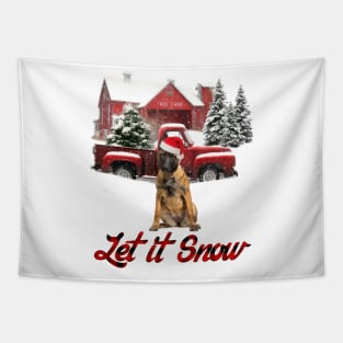 Malinois Let It Snow Tree Farm Red Truck Christmas Tapestry