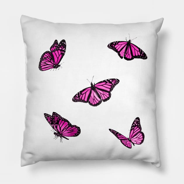 Pink Butterflies Sticker Pack Pillow by casserolestan