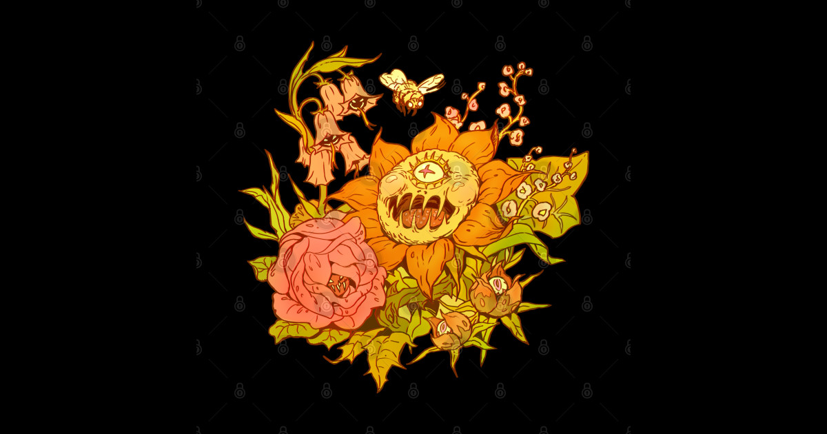Evil Flowers - Flowers - Sticker | TeePublic