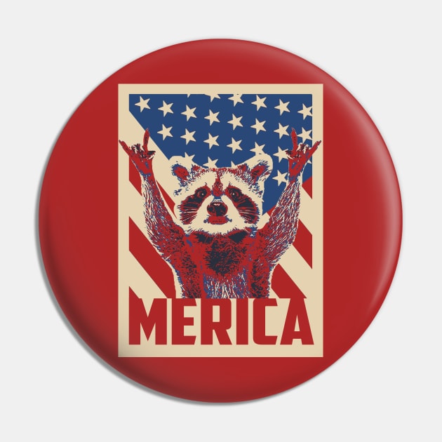 Funny Raccoon Merica 4th Of July Pin by mia_me