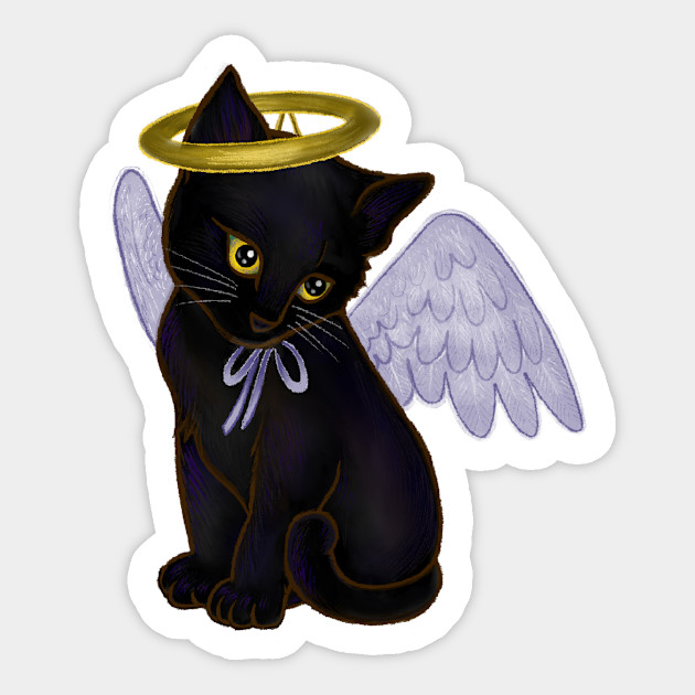 Halloween Black Kitten Dressed In Angel Costume Halloween Angel