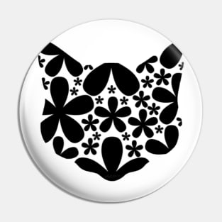 Black Floral Cat Pin