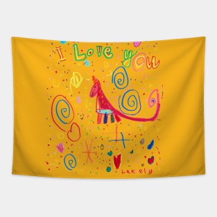 I Love You Unicorn by Lakely - Homeschool Art Class 2021/22 Art Supplies Fundraiser Tapestry