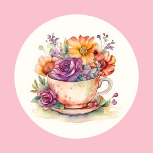 Whimsical Teacup with Flowers T-Shirt