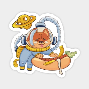 Shiba Inu Dog Astronaut in a Hot Dog Universe Magnet