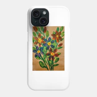 Abstract flowers in metallic paint and painted on a gold background. Phone Case