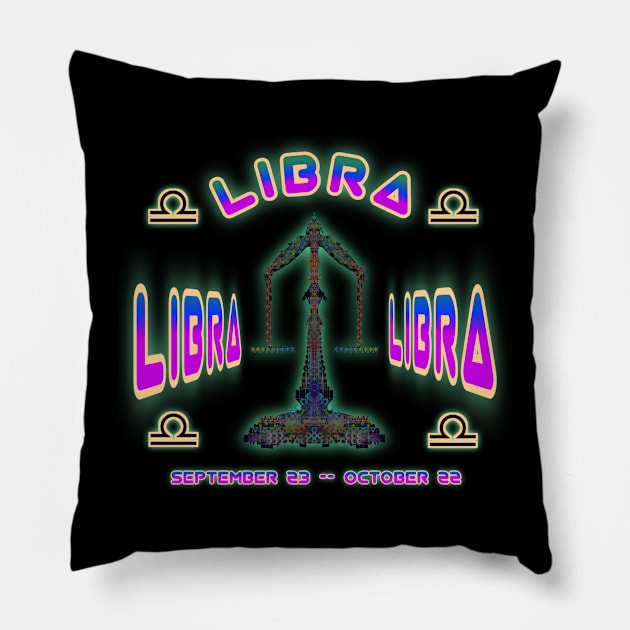 Libra 1a Black Pillow by Boogie 72