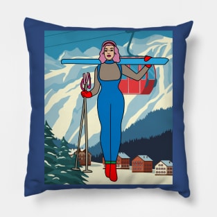 Skier Snow Mountains Extreme Sport Pillow