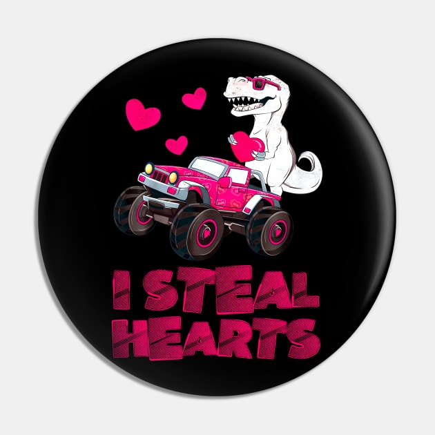 Kids I Steal Hearts Dinosaur Valentines Day For Baby Boys Toddler Pin by ReneeShitd