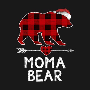 Red Plaid Moma Bear Santa Arrow Shirt Matching Pajama Family T-Shirt