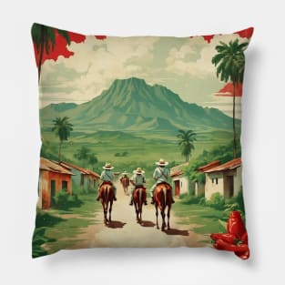 Tapijulapa Tabasco Mexico Vintage Tourism Travel Retro Pillow