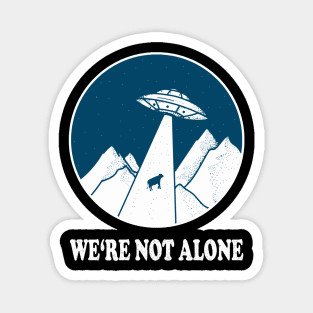 WE'RE NOT ALONE ufo light beam funny saying gift Magnet