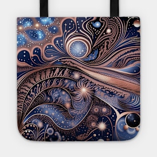 Other Worldly Designs- nebulas, stars, galaxies, planets with feathers Tote