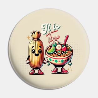 Tamale & Menudo Friends | Funny Retro Pin