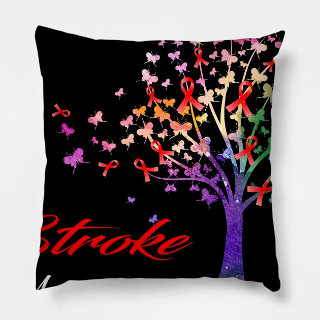 Tree Ribbons Stroke Awareness Support Stroke Warrior Gifts Pillow by ThePassion99