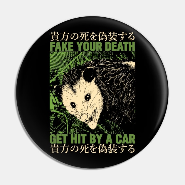 Fake Your Death Vintage Green Opossum Pin by giovanniiiii