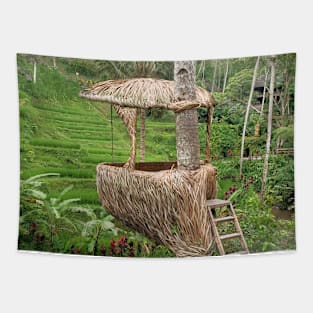 Green nature field, rice terrace Bali Indonesia Tapestry