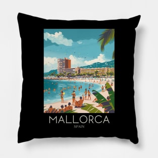 A Pop Art Travel Print of Mallorca - Spain Pillow