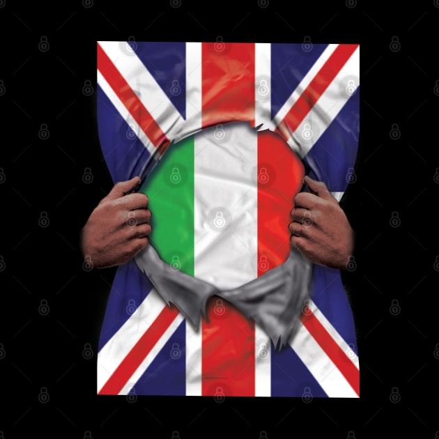 Italy Flag Great Britain Flag Ripped - Gift for Italian From Italy by Country Flags